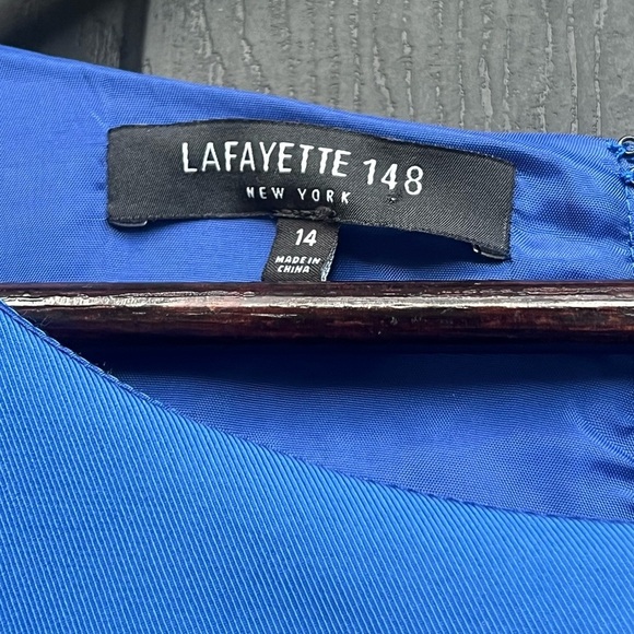 Lafayette 148 blue cotton blend sleeveless sheath dress office professional - Picture 10 of 12